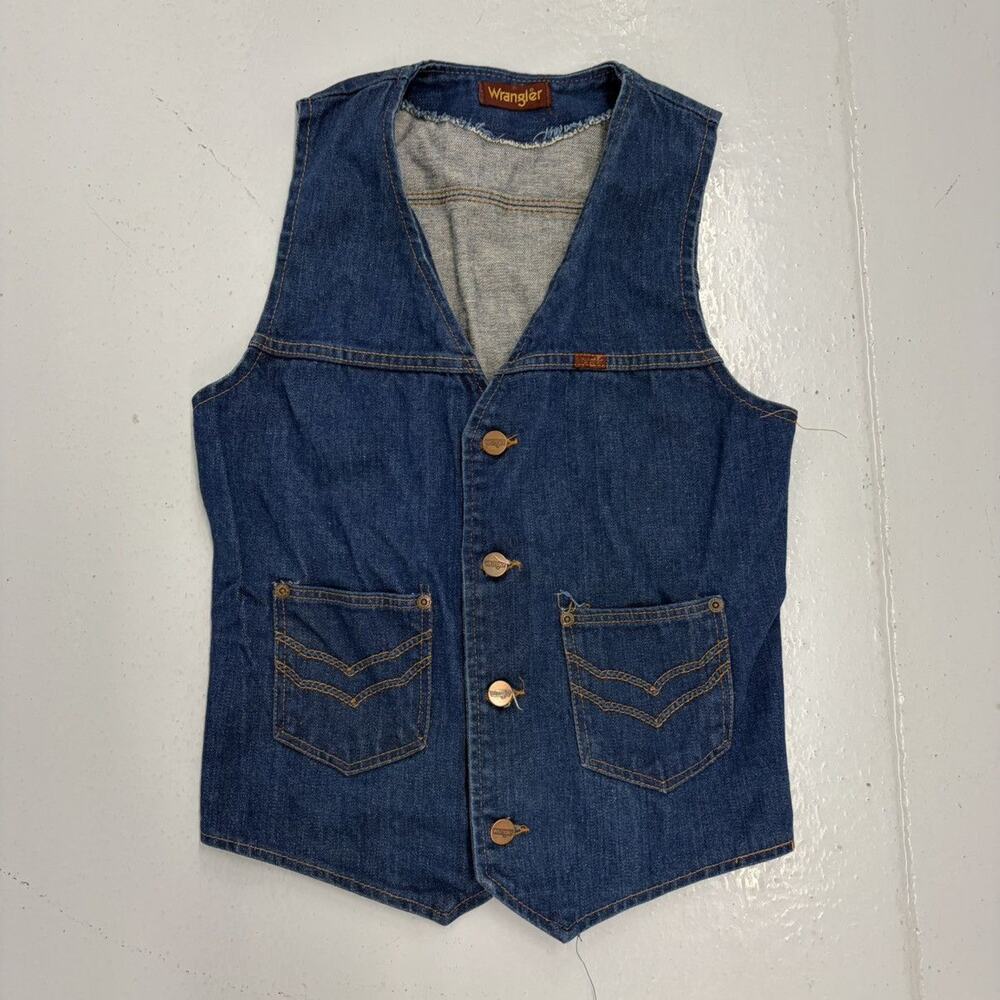 Vintage 70s Wrangler Dark Wash Western Denim Vest